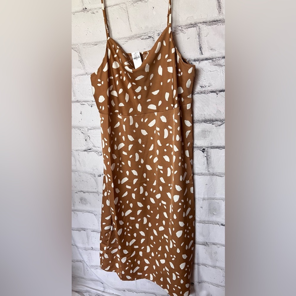 Old Navy Brown and White Printed Midi Dress